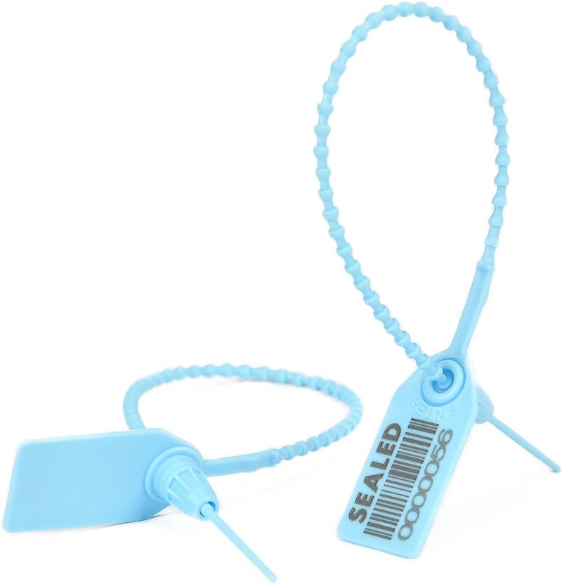 LeadSeals 500 Light Blue Plastic Barcode Seals, Numberd Plastic Tamper Seals Security Tags, Pull-Tite Safety Zip Ties, Tamper Proof Tags Plasic Locks for Fire Extinguishers - Image 2